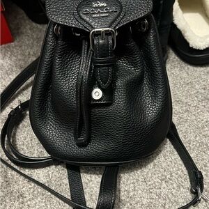 Coach Black Pebbled Leather Backpack
